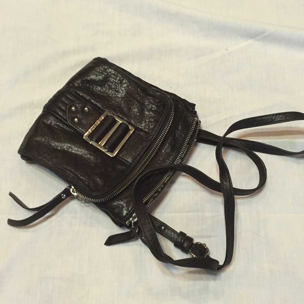 EUC Perlina Black Leather Shoulder Bag